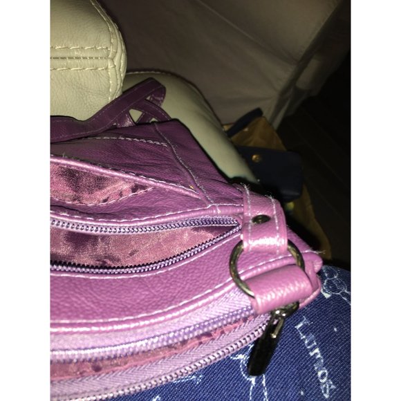 Steeltime Unisex Super Soft Deep Purple Leather Crossbody Bag with Serenity Pray - Picture 7 of 9